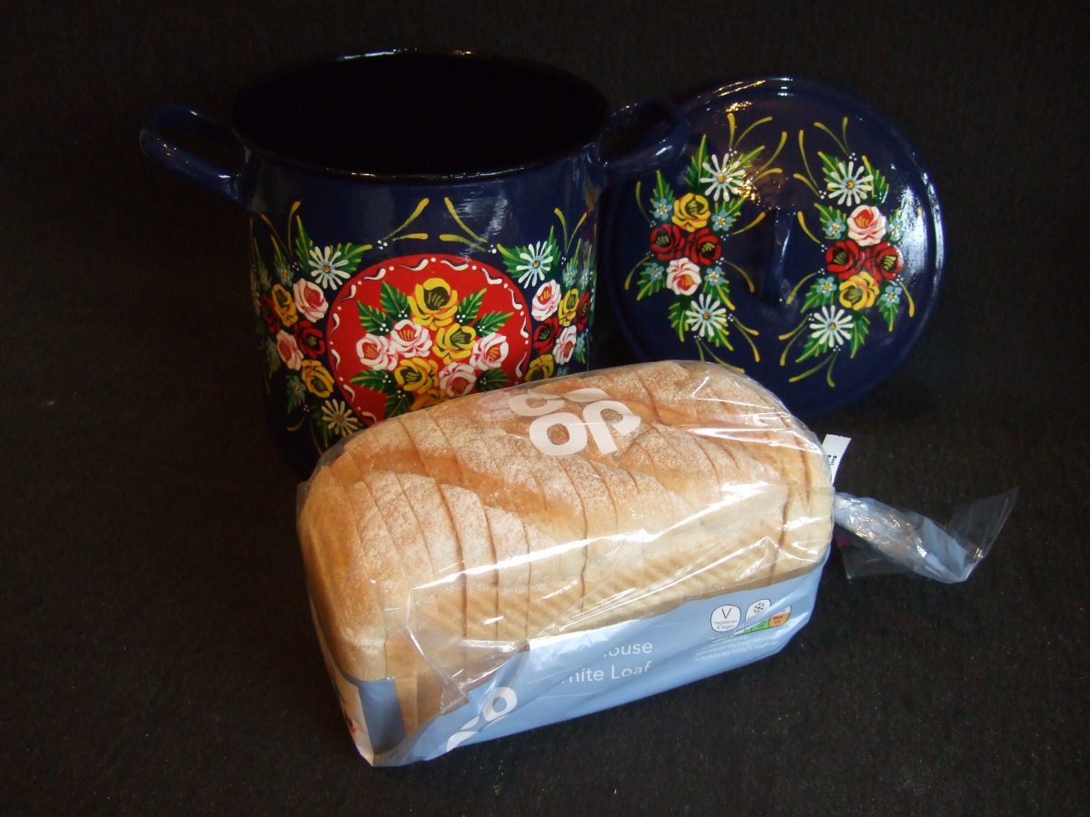 canal art breadbin with loaf